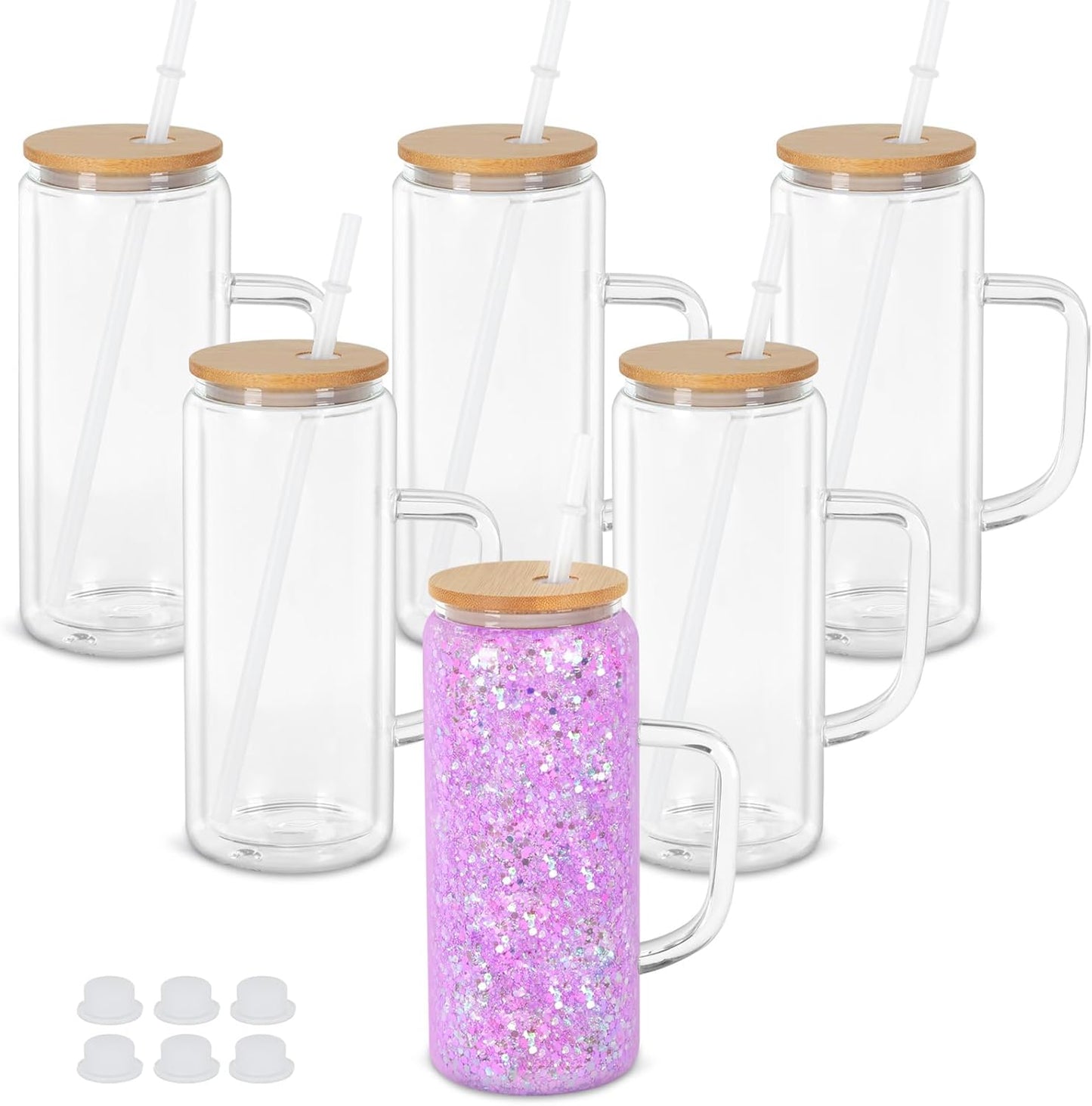 20 oz Glass Snowglobe Cup with Handle