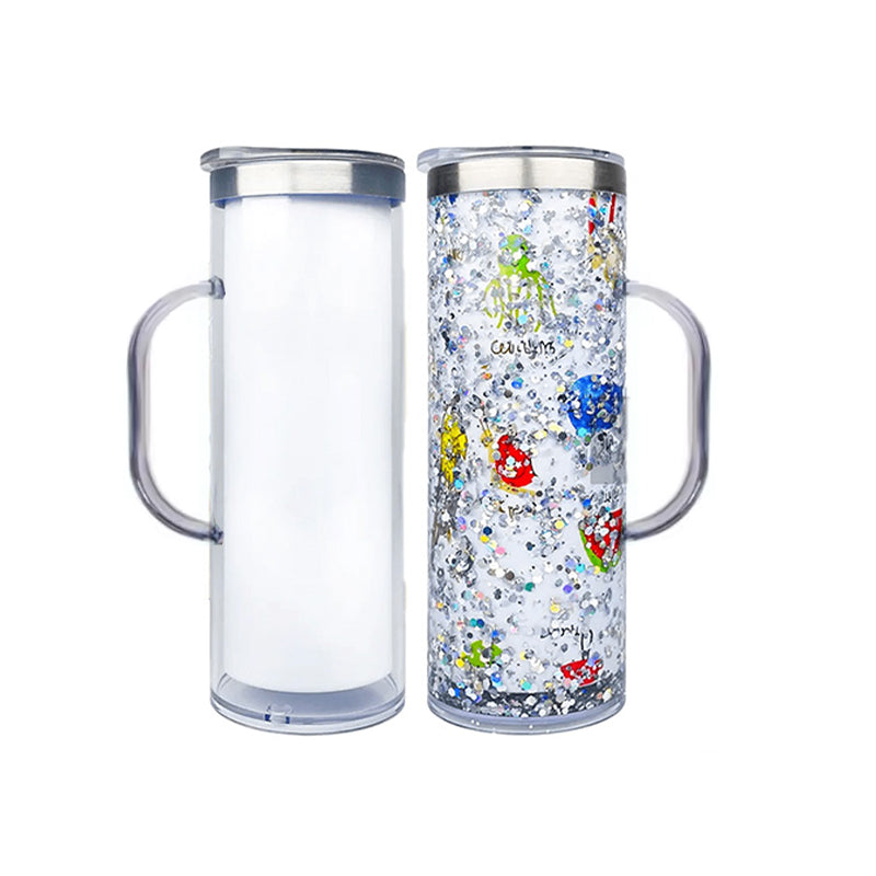 20oz Stainless Steel Snow Globe Tumblers with Handle, Stainless Steel Mixed